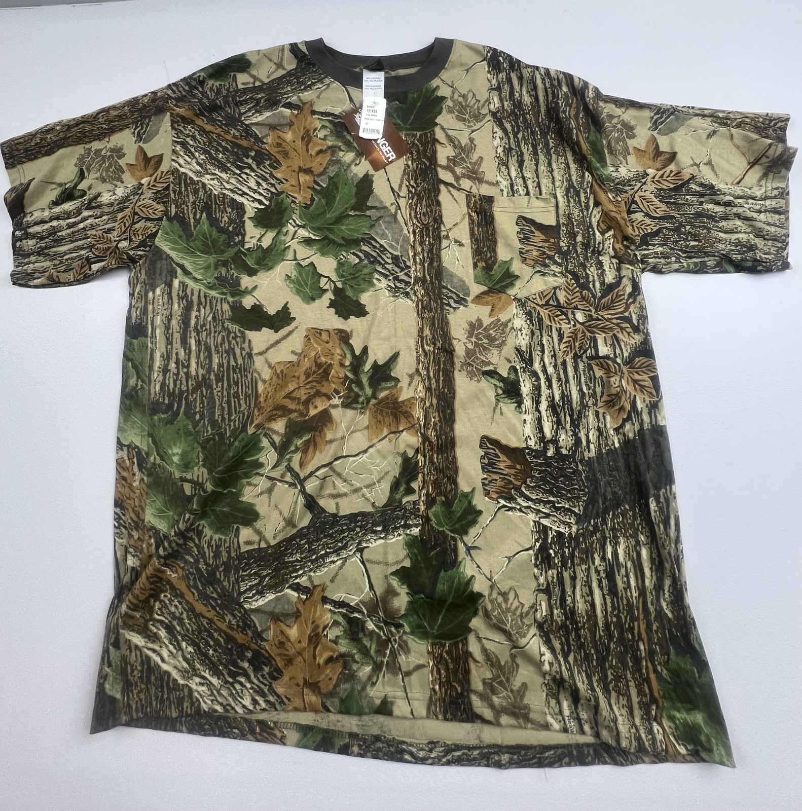Ranger Shirt Mens 3XL Brown Xtra Camo Hunting Outdoor Pocket Tee Crewneck Top
