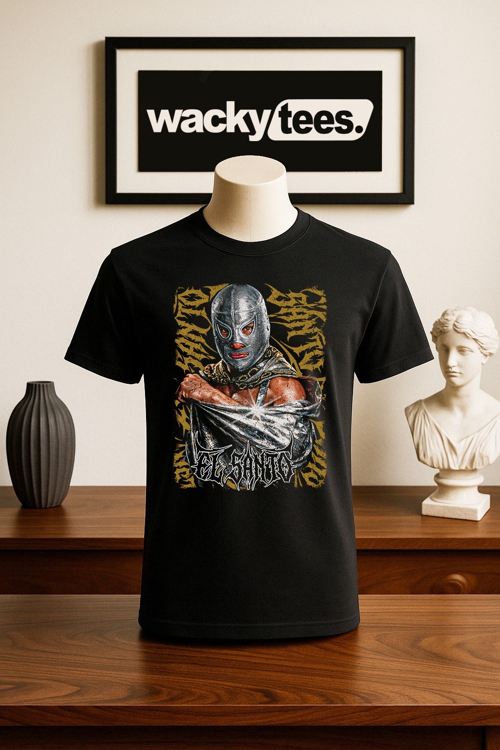 Lucha Libre El Santo Luchador Wrestling Oro Retro Style Graphic Tee Shirt gallery