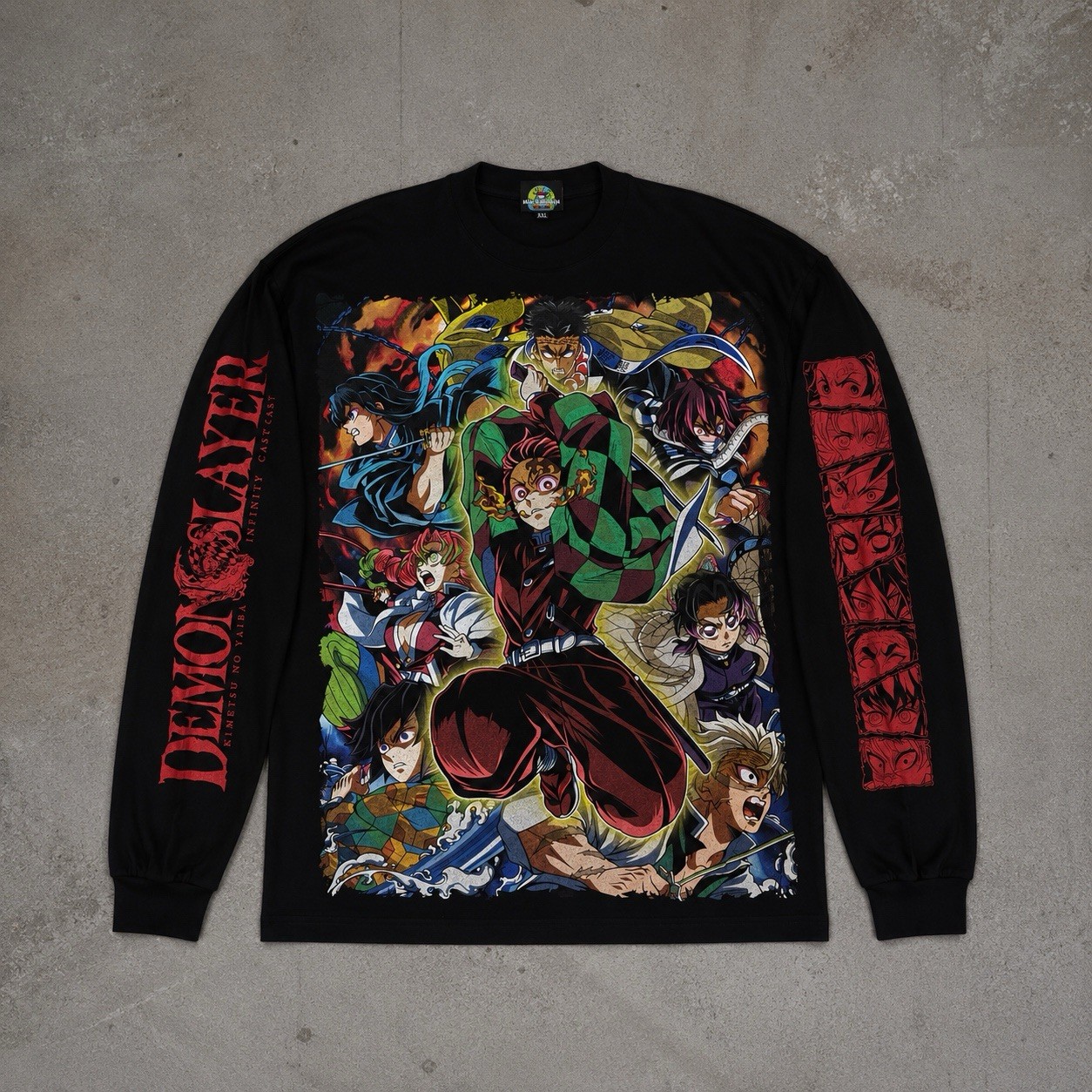 Demon Slayer Long Sleeve Shirt Kimetsu No Yaiba Anime Graphic Tee Black