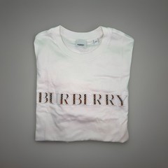Burberry London England Men’s White Logo T-Shirt Check Print 100% Cotton