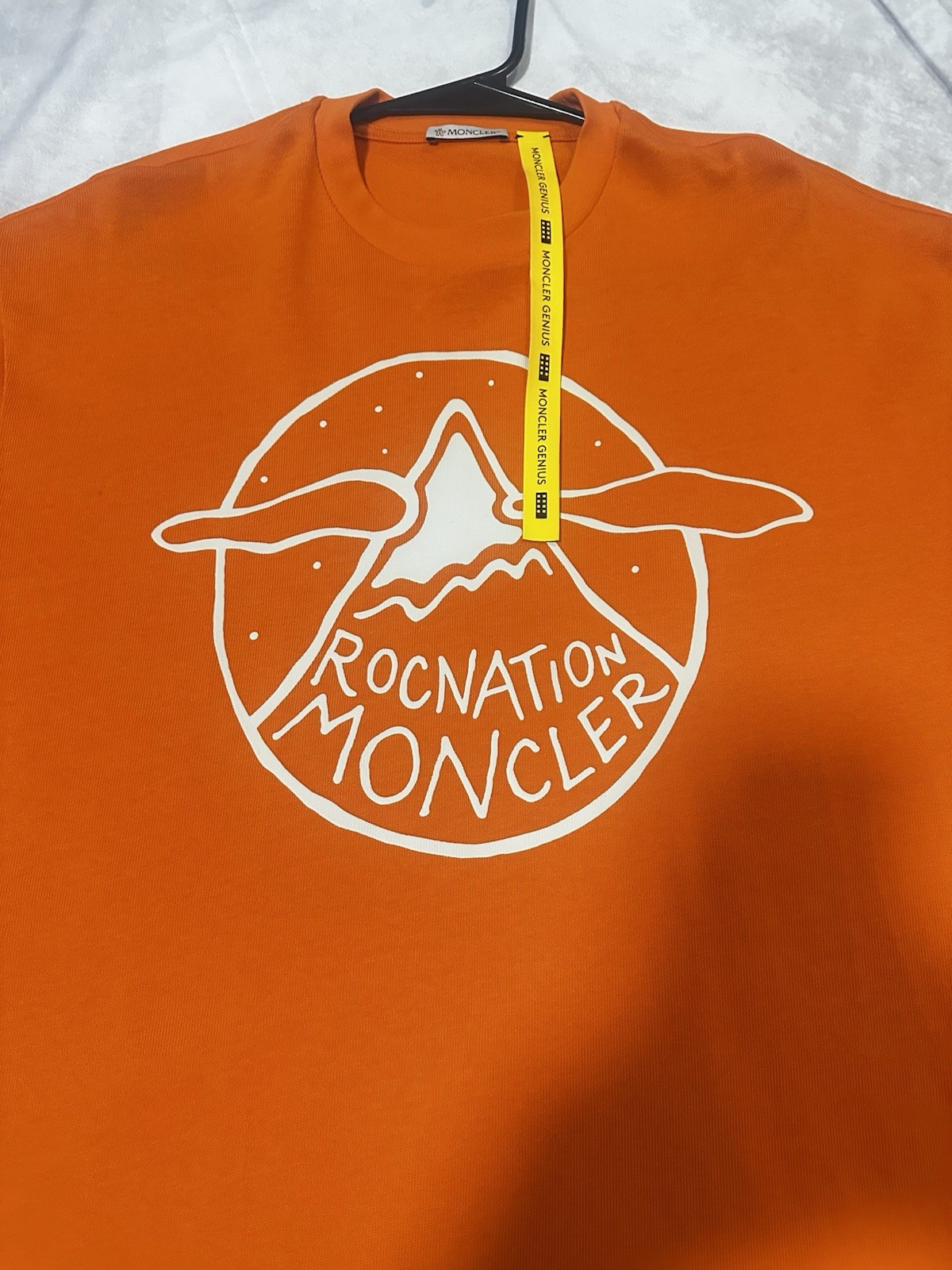 Moncler Genius Roc Nation Logo Men's Orange Cotton Jersey Graphic T-Shirt gallery