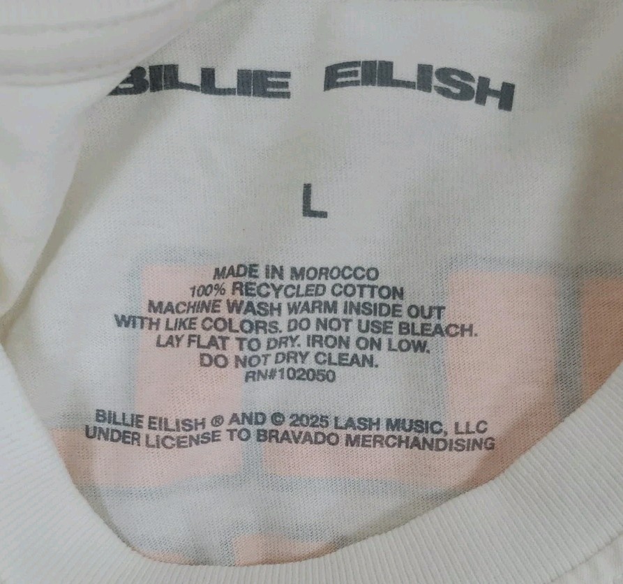 New Billie Eilish Hit Me Hard And Soft Tour Tee 2025 Cloud Dancer White Sz L gallery