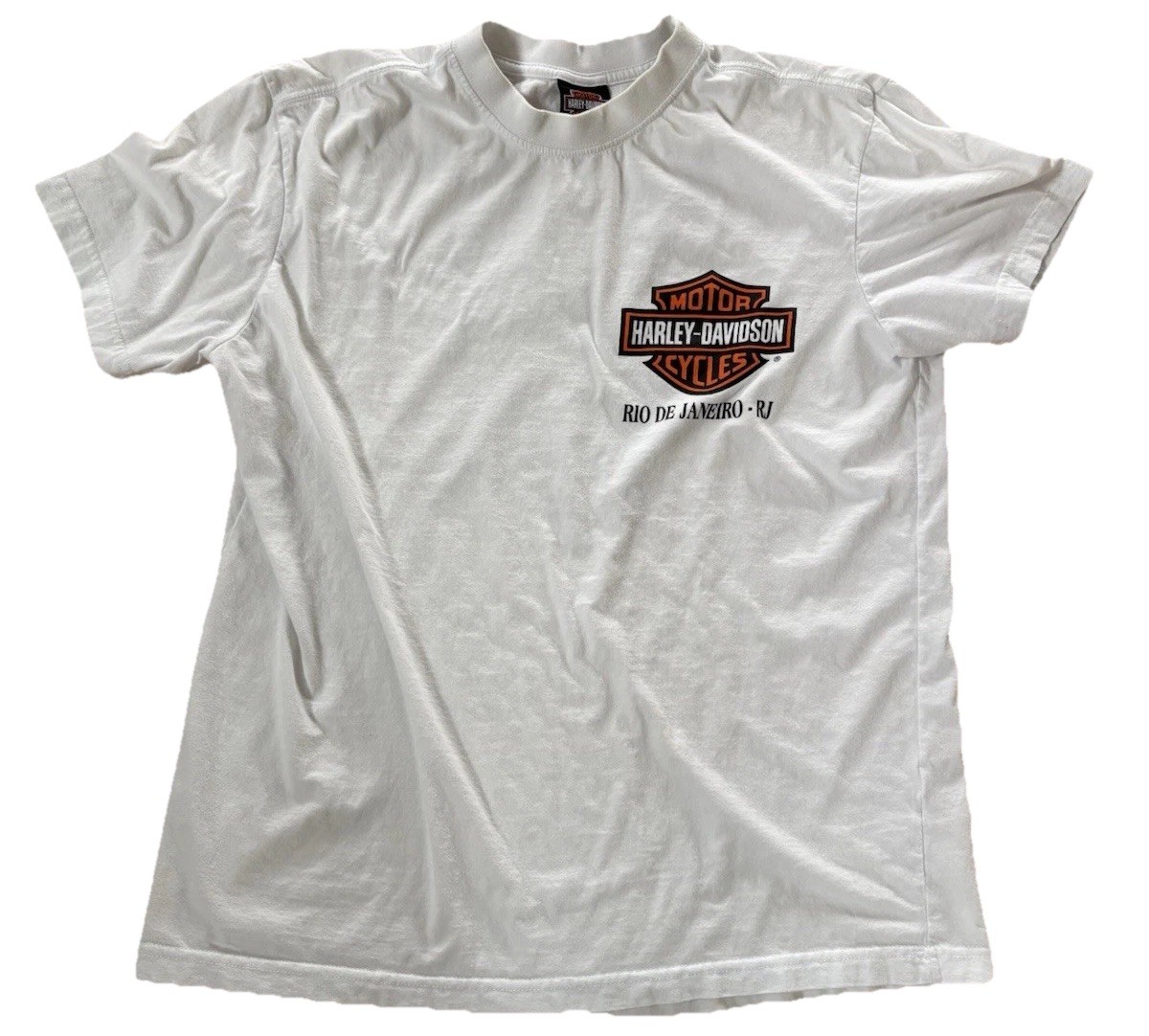 Vintage Harley-Davidson Shirt White Petite Rio de Janeiro Brazil Double Stitch