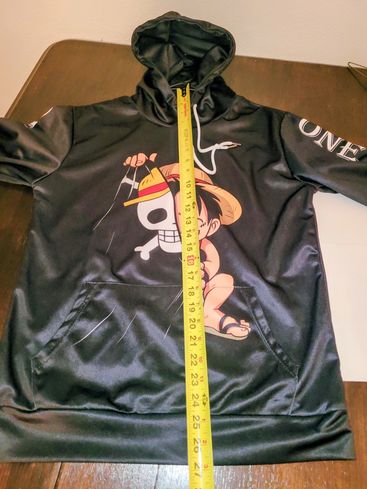 One Piece Anime Luffy Straw Hat Hoodie Graphic Sleeves Men's L gallery