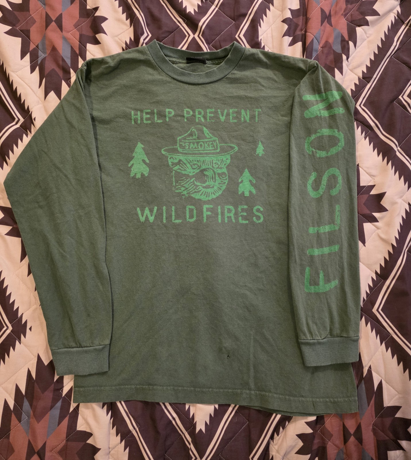 Filson Smokey Bear Help Prevent Wildfires L/S T Shirt Green Medium Made In USA