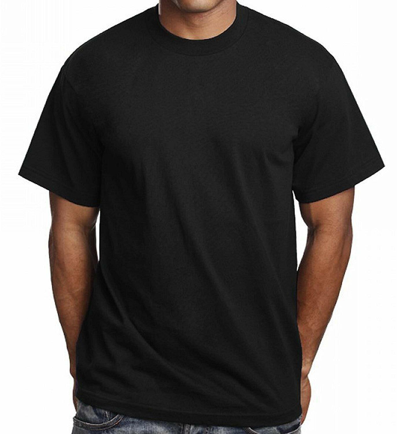 Men 100% Cotton Thick Casual T-Shirt Basic Tee Crew V-Neck White Black S-4XL LOT gallery