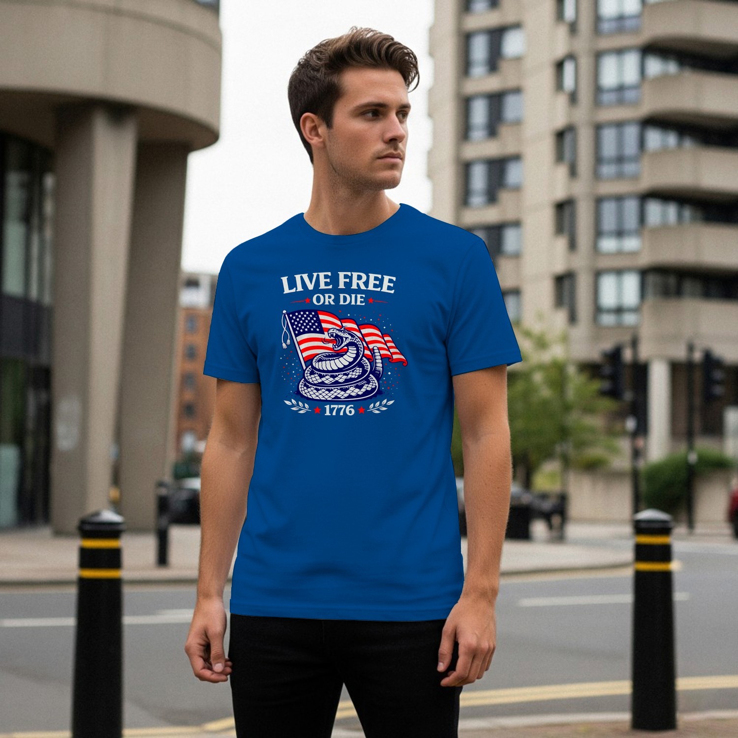 Live Free or Die 1776 Patriotic Snake Men's T-shirt gallery