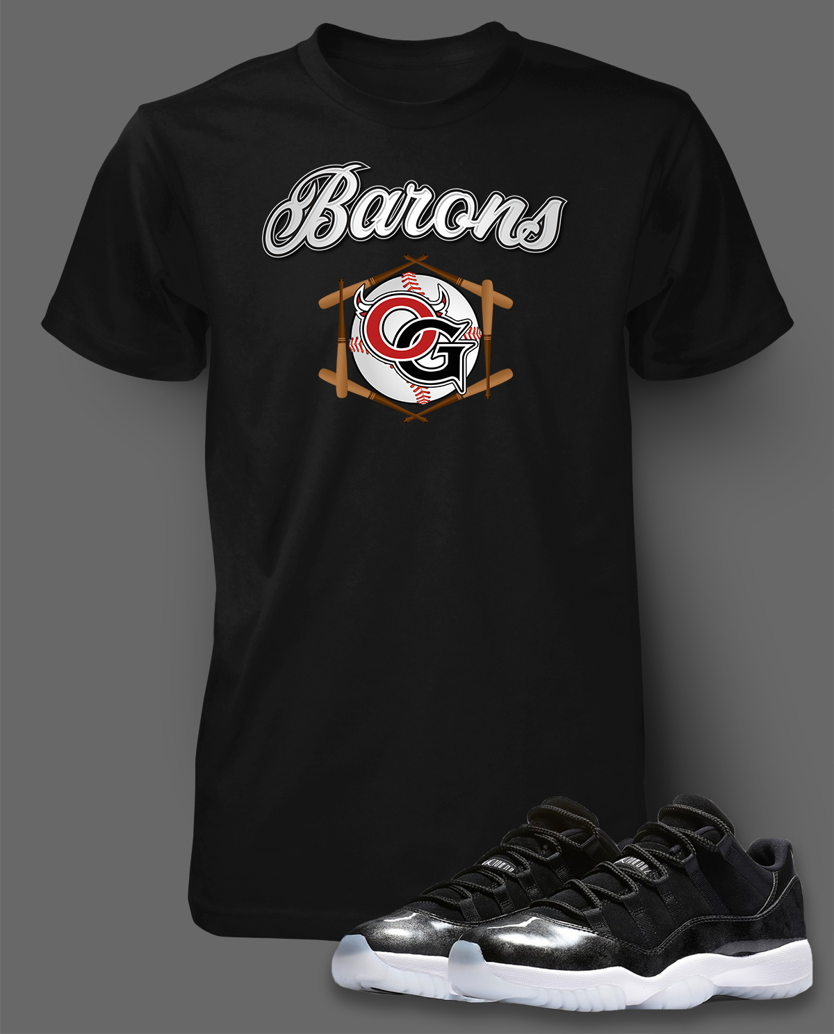 Graphic Baseball Sport Hip Hop Tee Shirt to Match J11 Barons Sneaker Big Tall Sm gallery