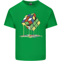 Dripping Rubix Cube Funny Puzzle Mens Cotton T-Shirt Tee Top