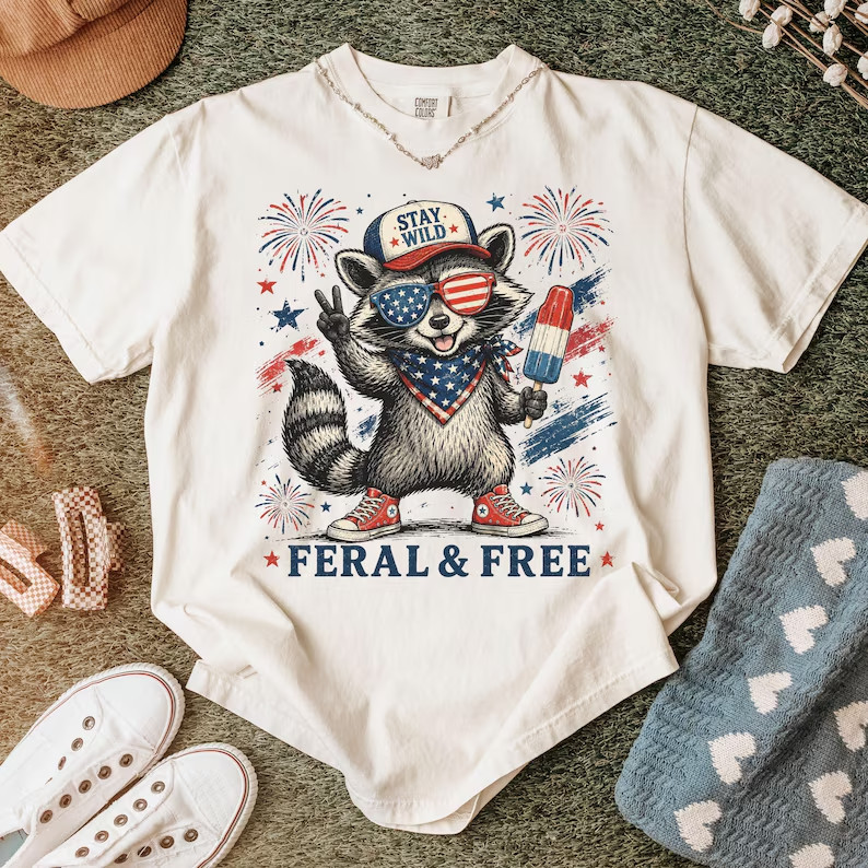 Feral & Free Shirt, 4th of July Shirt, USA Independence Day Shirt