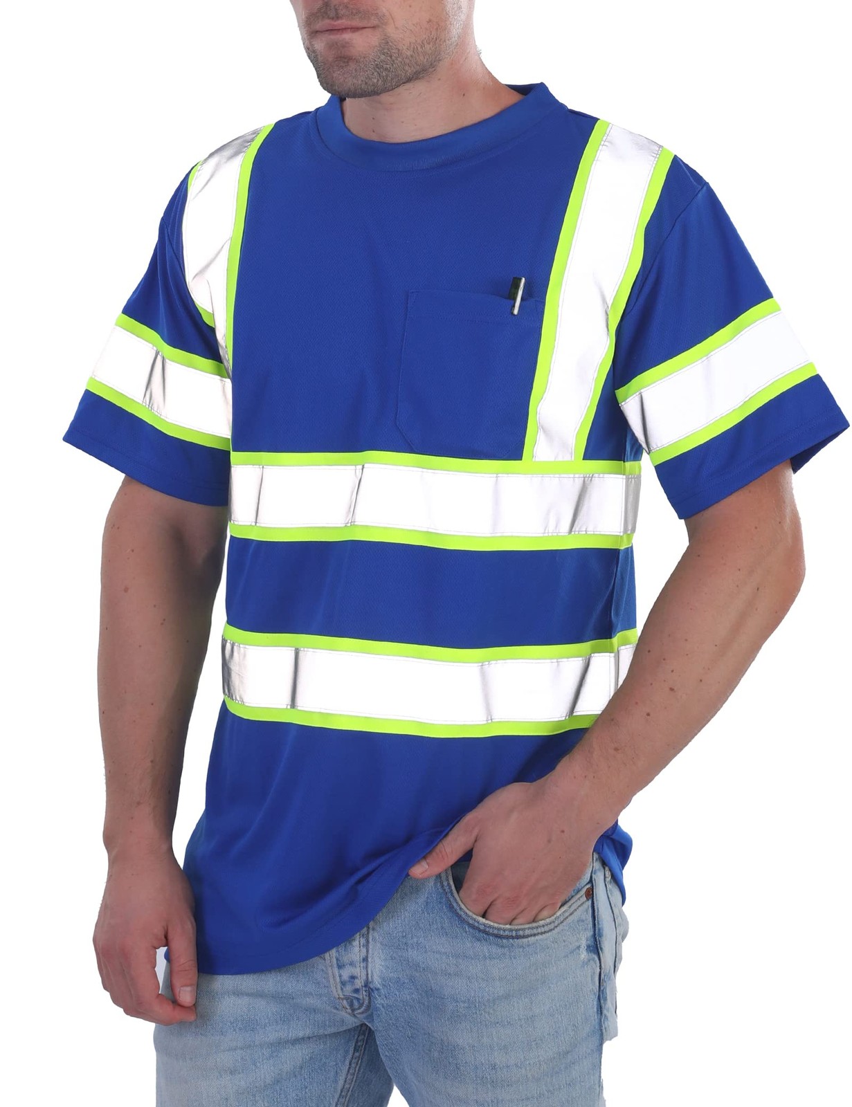 High Visibility Shirts for Mens Class 3 Hi Vis Reflective Construction Shirts…
