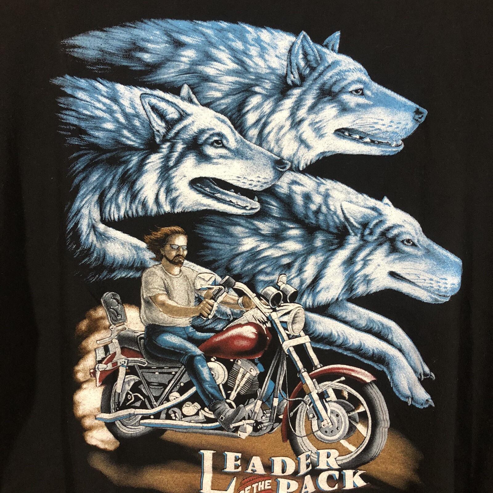 Vintage American Thunder Riding Leader Of The Pack Wolf T-Shirt Mens Size XL gallery