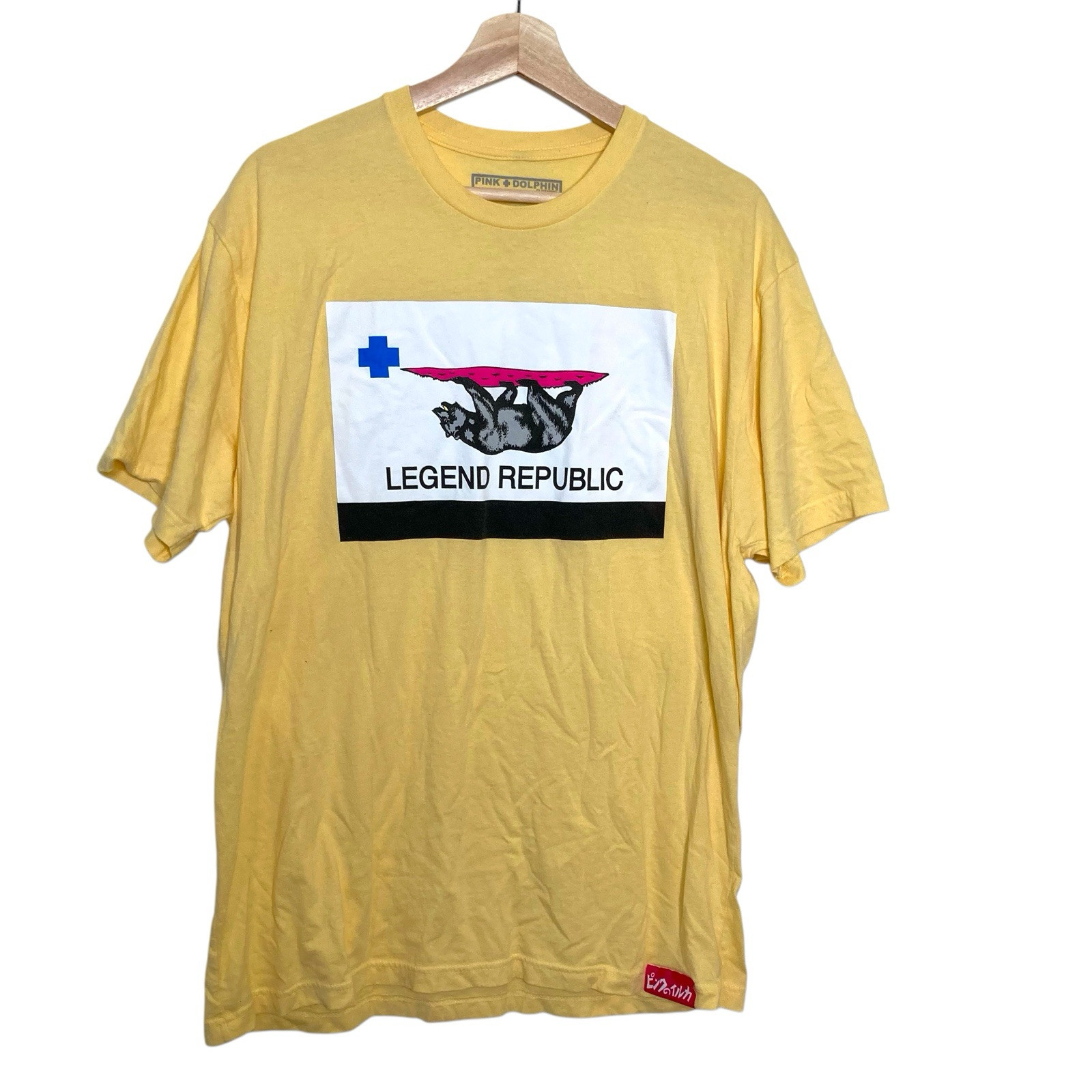 Pink + Dolphin Legend Republic Pink Bear Graphic T-Shirt Size XLarge Yellow gallery