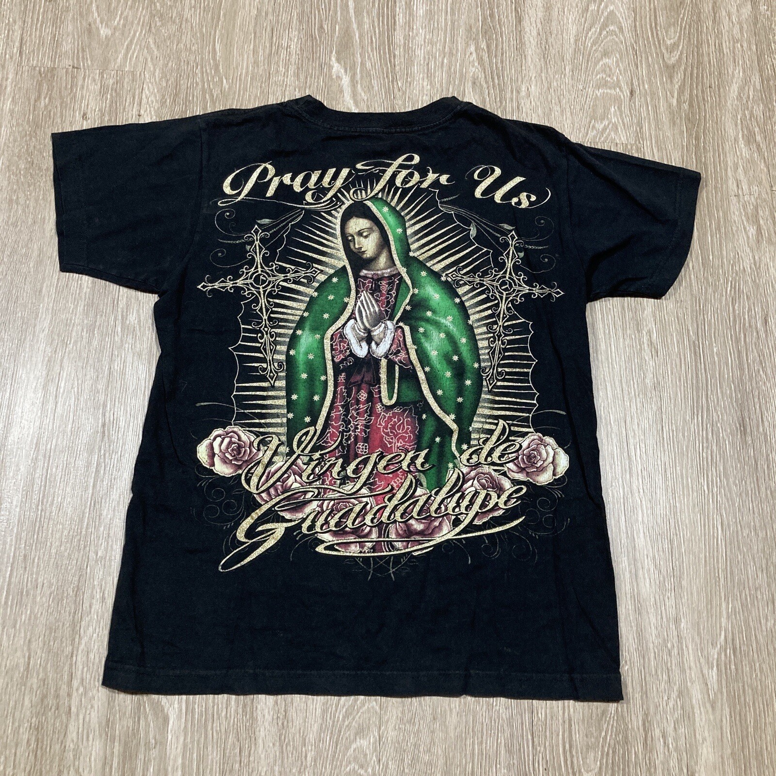Virgin Mary Shirt M 90s 00s Virgen De Guadalupe Catholic Pray For Us Tee