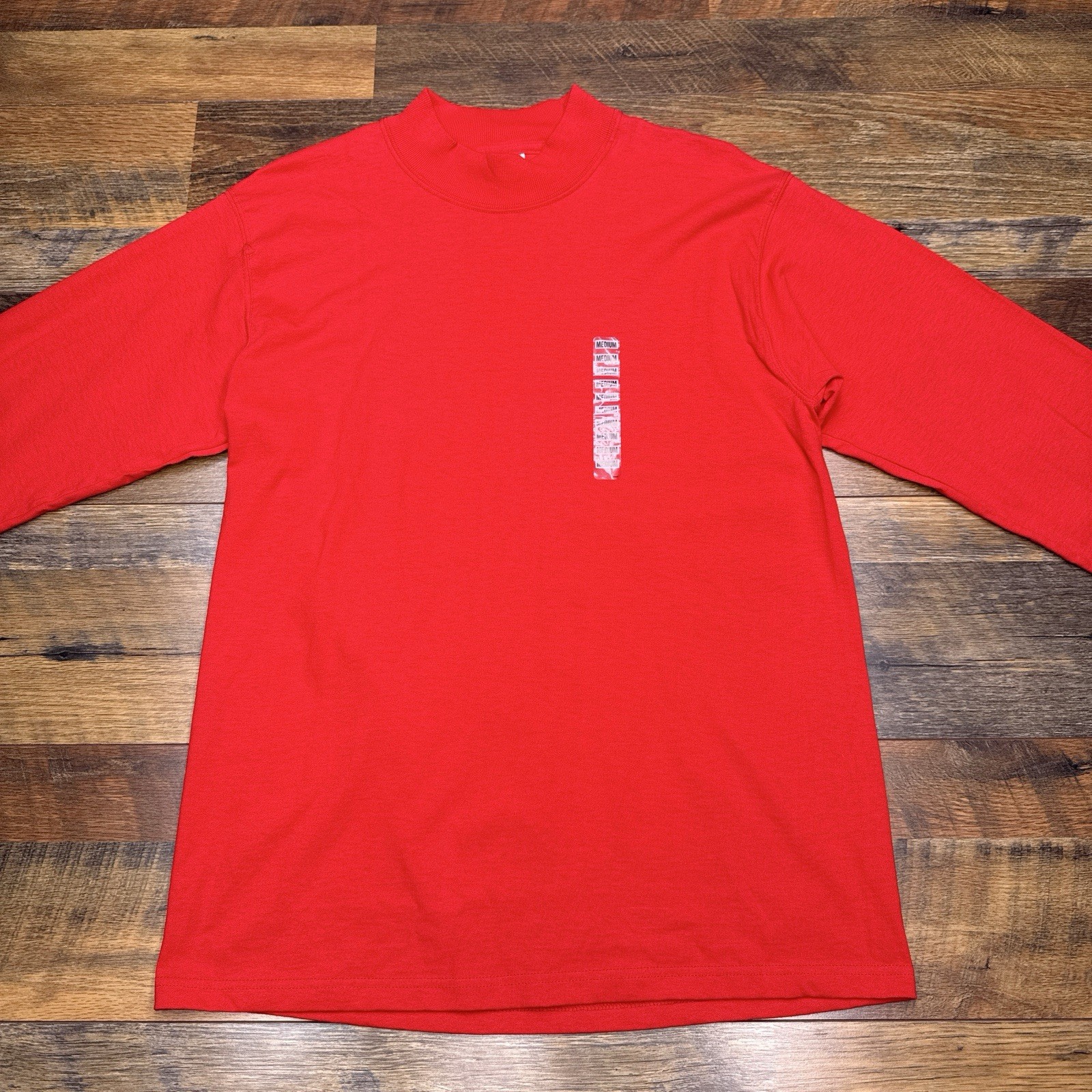 Vintage Fruit Of The Loom Mock Neck Long Sleeve Tee Shirt Mens Medium FOTL New gallery