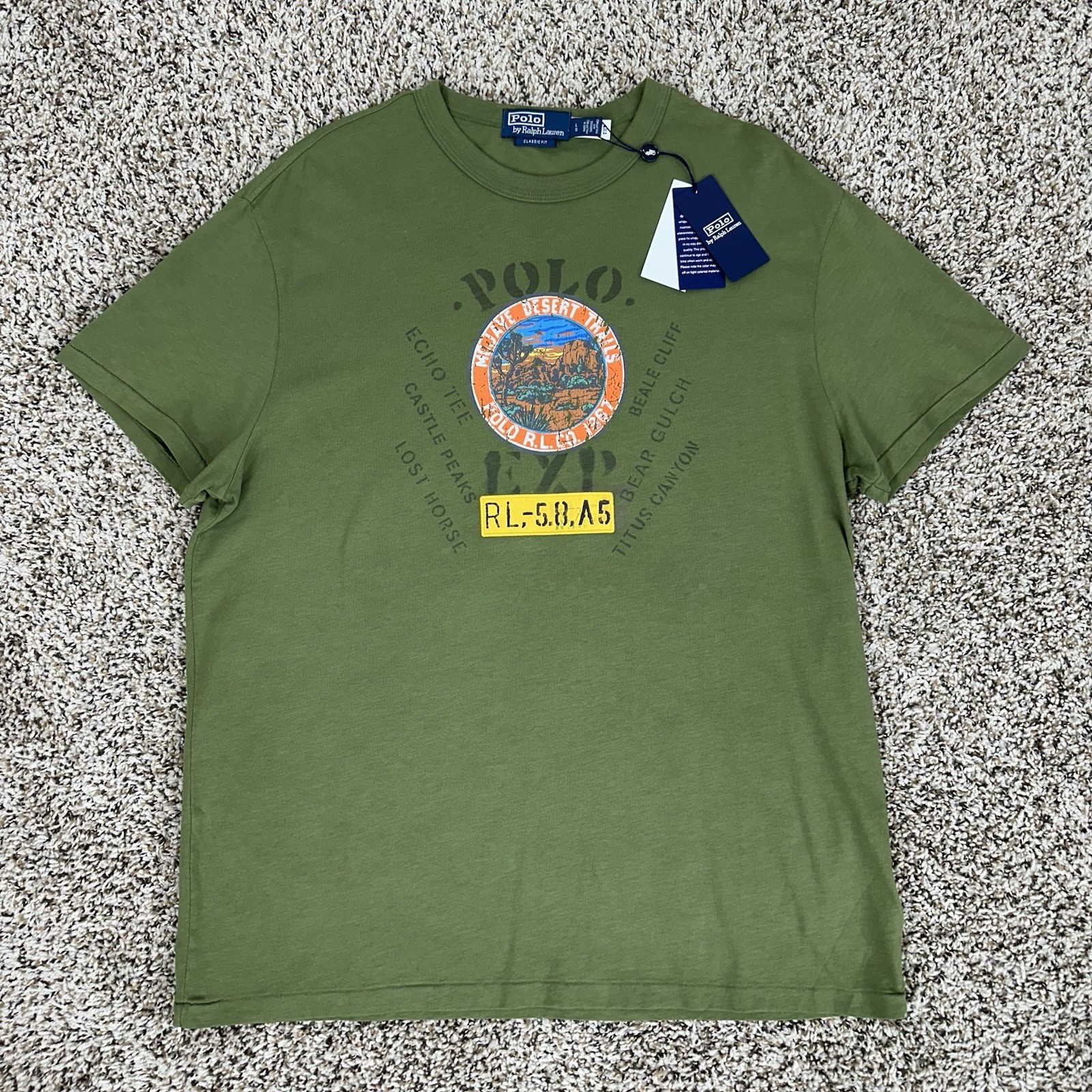 Polo Ralph Lauren RL Mojave Desert Trails T Shirt Mens Large Voyager Green NWT