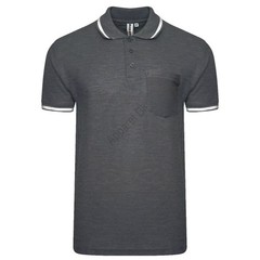 Men’s Polo Short Sleeve Pique Plain Single Tipping Chest Pocket Casual Tee Top