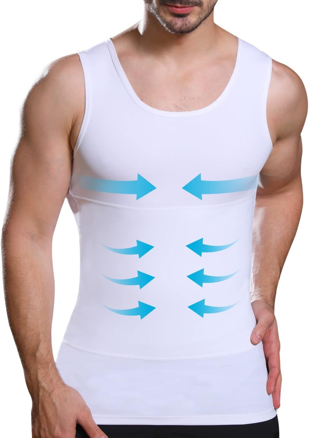 Mens Slimming Body Shaper Vest Compression Shirt for Gynecomastia Tummy Control