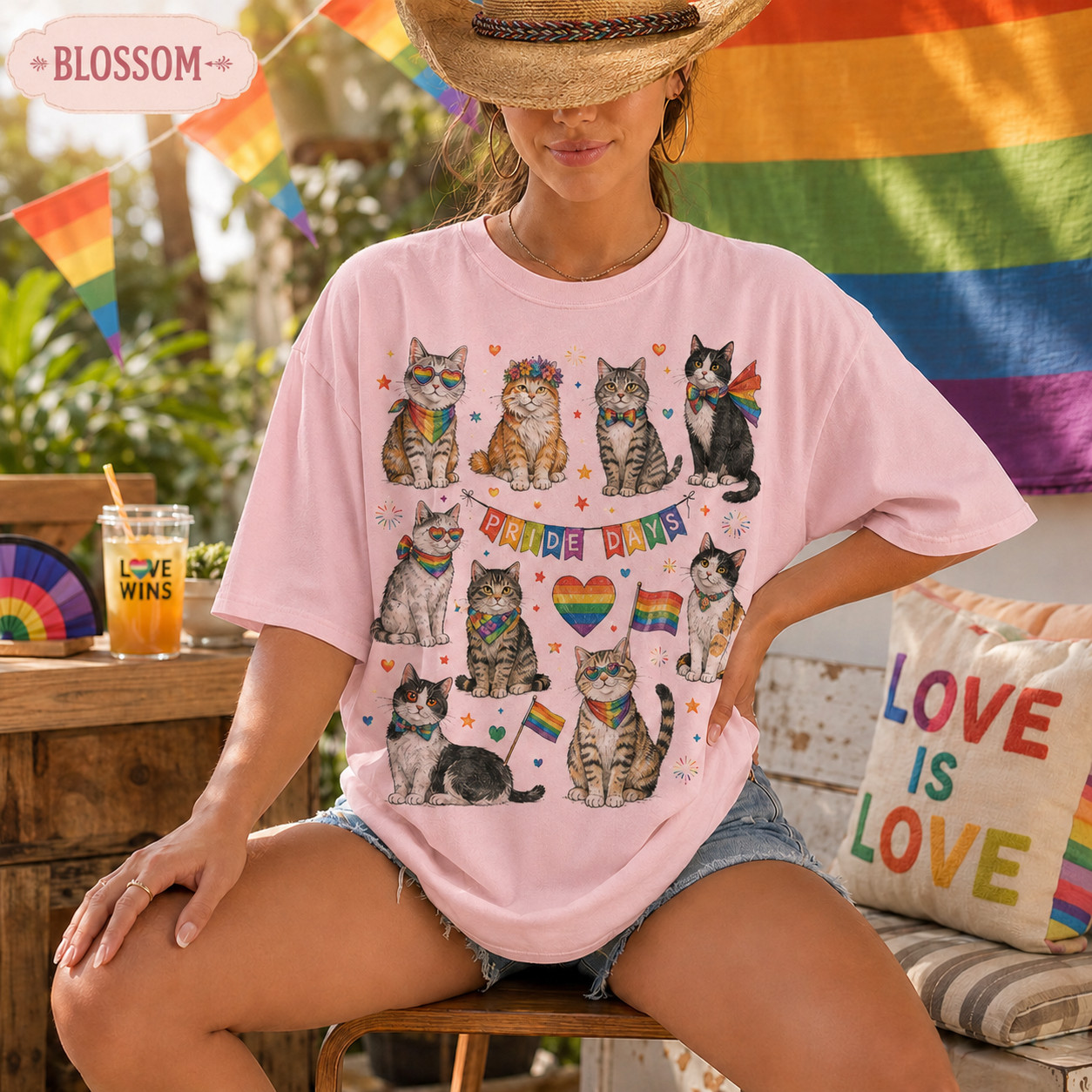 Pride Cats Shirt LGBTQ Rainbow Cat Lover Graphic Tee gallery