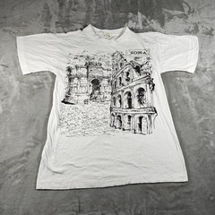 Vintage Rome Shirt Mens XL White Colosseum Single Stitch Roma Italy 80s Tourist