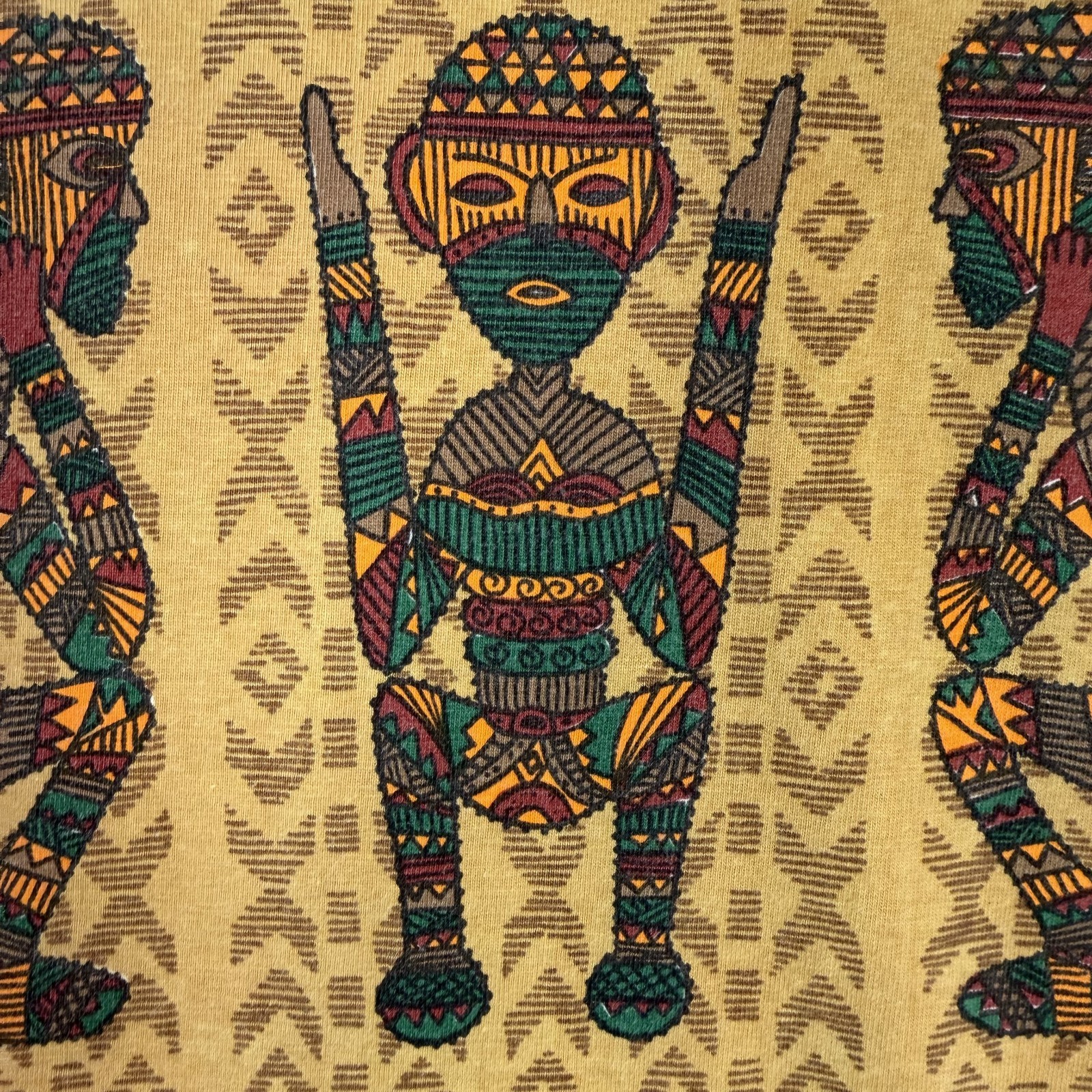 Vintage Art T Shirt Mens XL White Bali Primitive Native Hand Made Single Stitch gallery