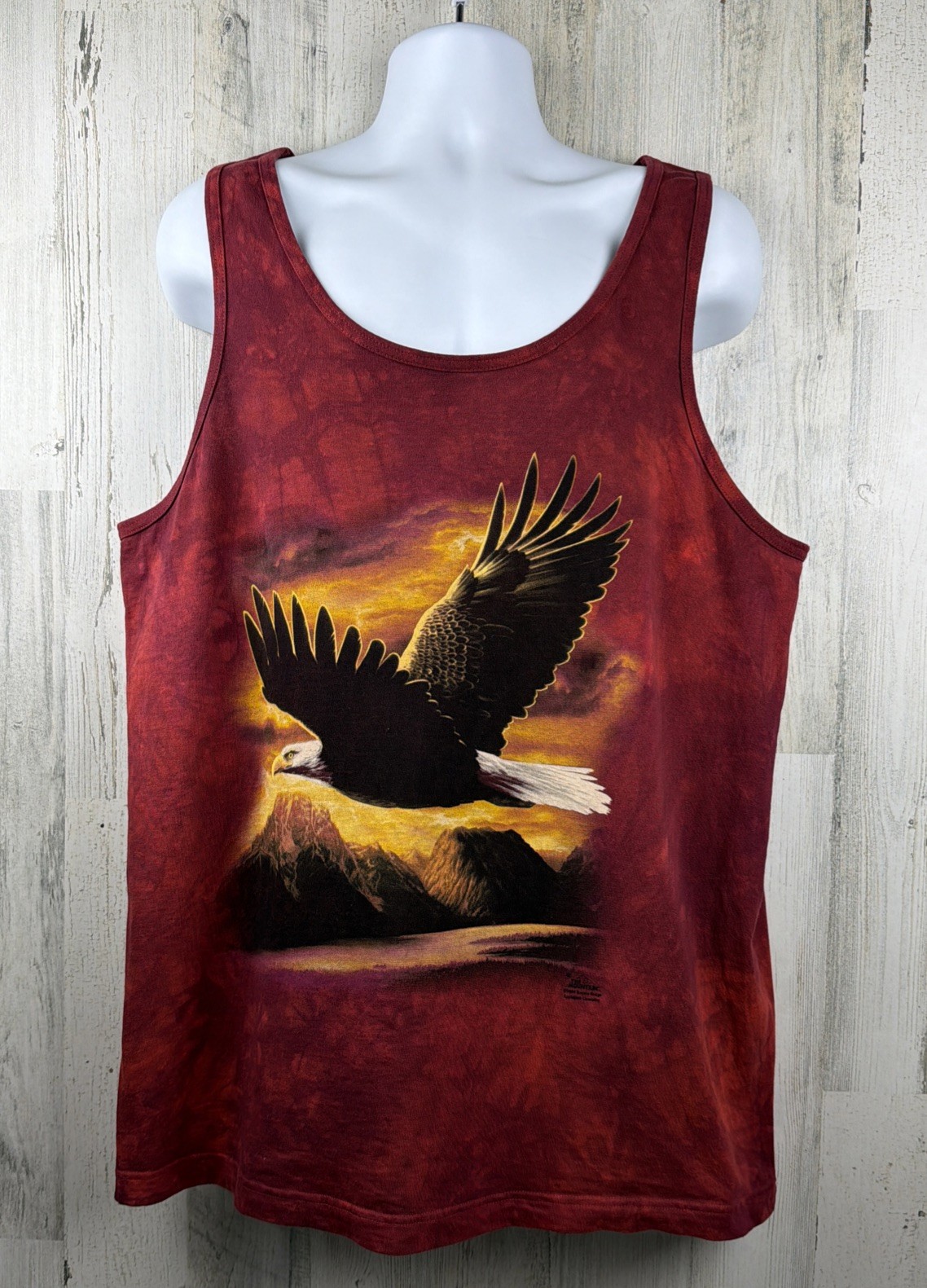 Y2K 2004 The Mountain Tie Dye Eagle Leather Tag Tank Top T-Shirt XL (23×32) NEW