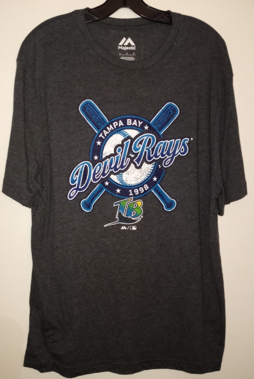 ⚾️Majestic Tampa Bay Devil Rays Short Sleeve T-Shirt Mens L Large PRISTINE⚾️