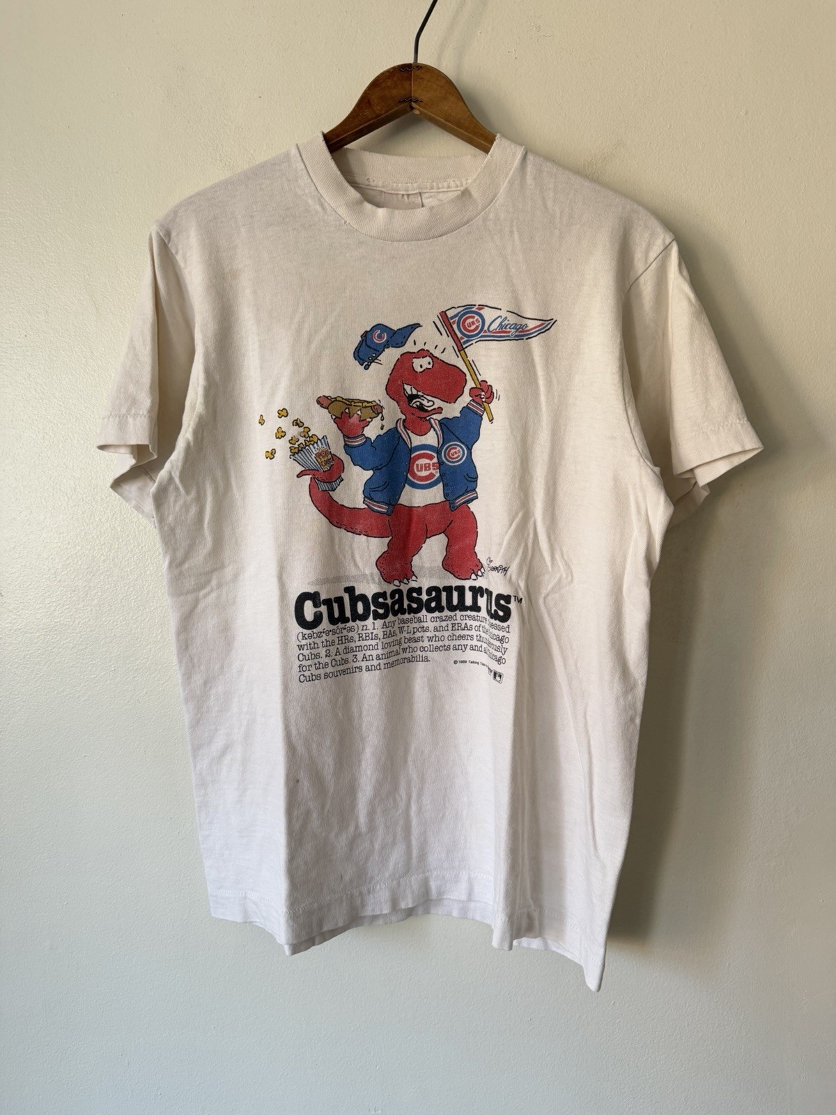 VTG 80s Cubsasaurus Chicago Cubs MLB Baseball Dinosaur Definition Shirt Fits Sm