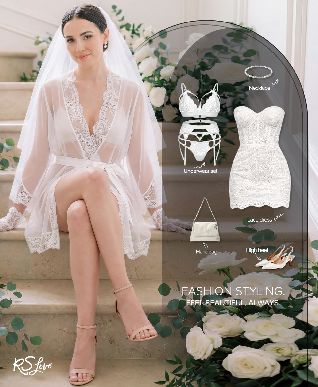 Lace Kimono Robe Babydoll Chemise Lingerie Bride Robe Wedding Party Sleep gallery