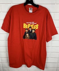 New Beatles Here They Come American Tour 1964 Shirt Red Size Large 2002 NWT