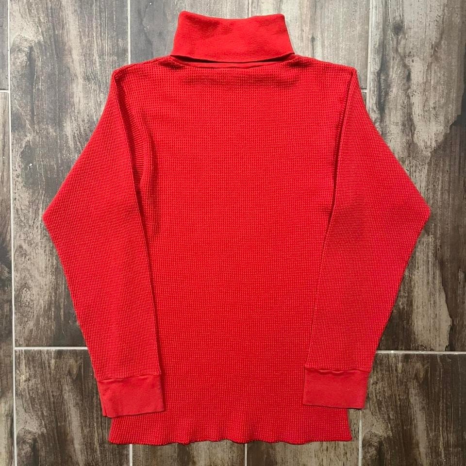 VTG Snowdrift Thermal Men's M Red Polycotton Turtleneck Waffle-Knit Long-Sleeve gallery