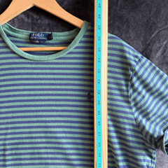 Polo Ralph Lauren Striped Tee Green Navy Custom Slim Fit Mens XL Grunge Nirvana