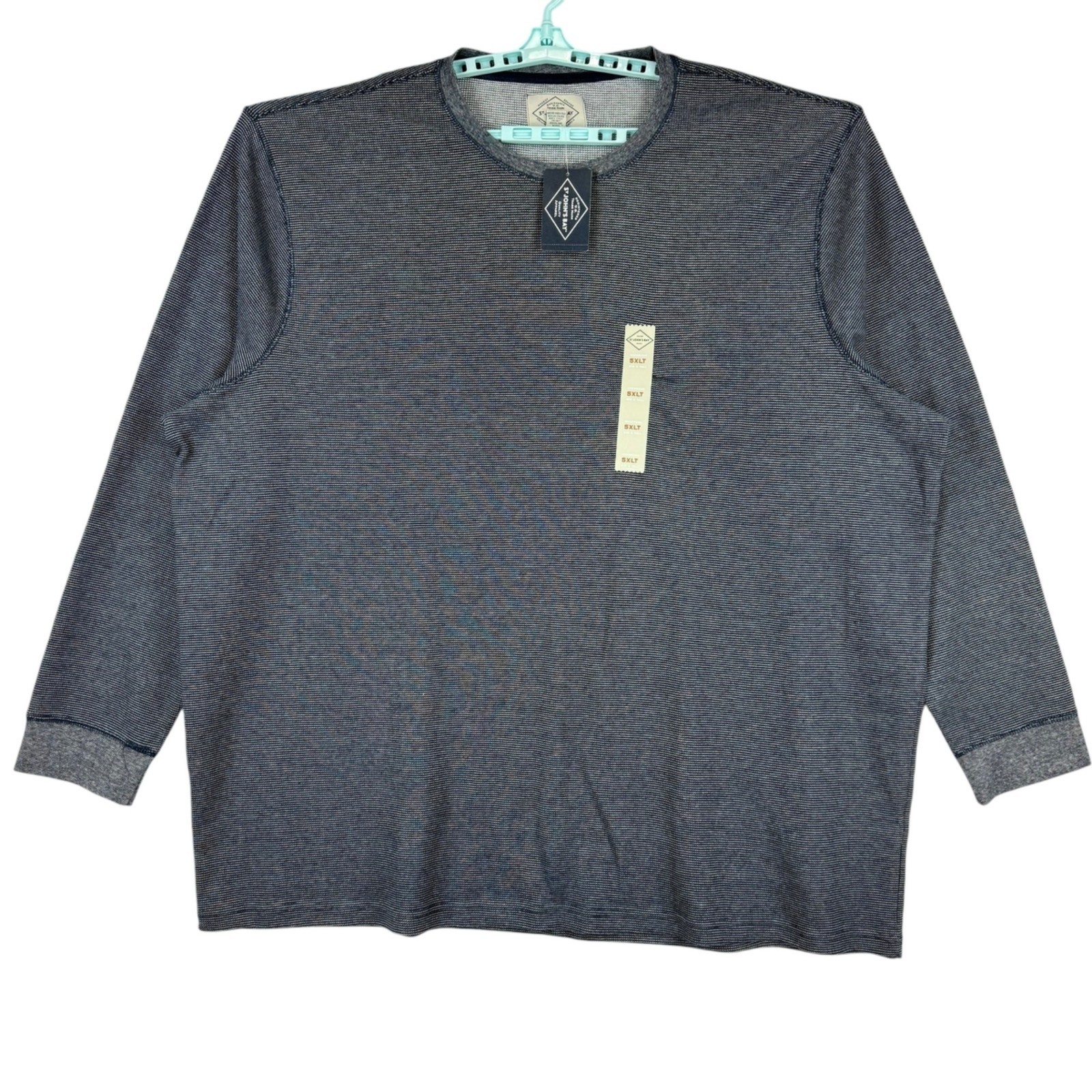 St. Johns Bay Men Super Soft Long Sleeve Crewneck Navy T-shirt Big/Tall 5XLT NWT