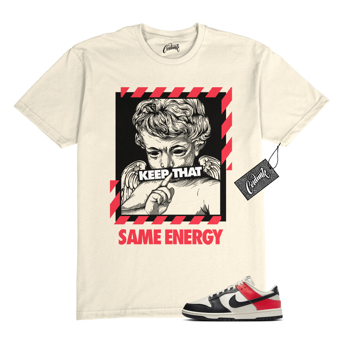 Dunk Bright Crimson Black Toe Pale Ivory Low T Shirt to Match ENERGY gallery