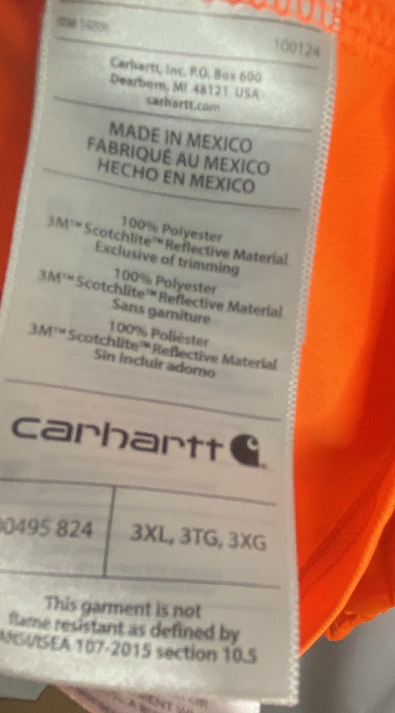 Carhartt Force T Shirt Mens 3XL Neon Orange NWOT High Visibility Reflective gallery