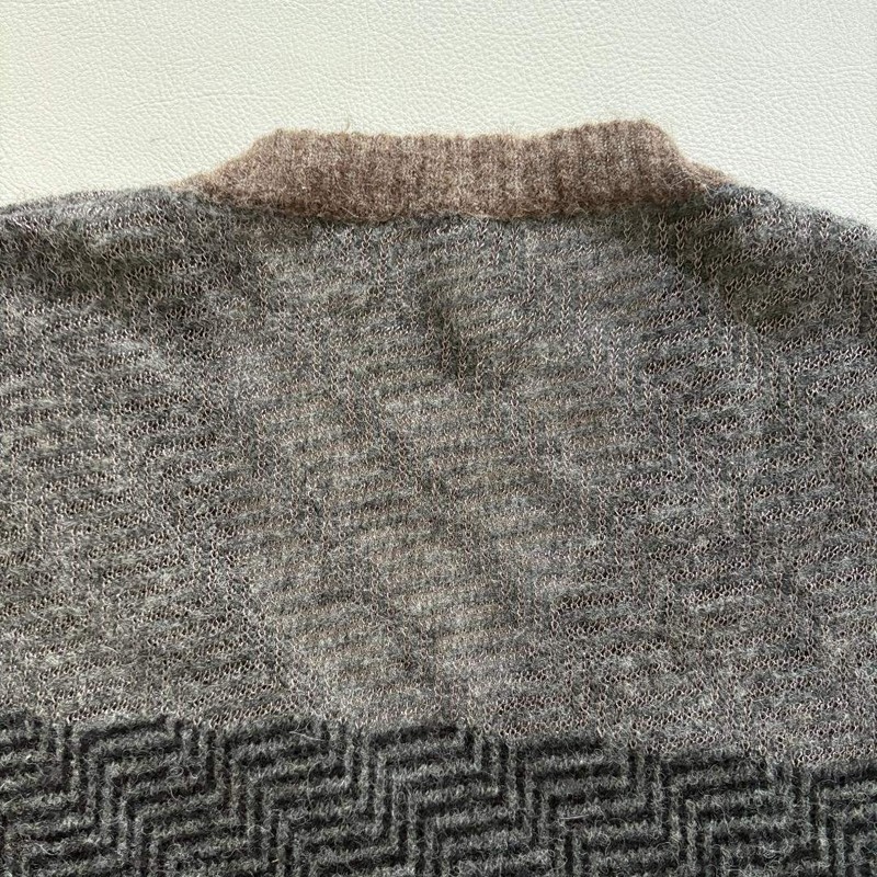 Diesel Alpaca Wool Blend Pattern Sweater Brown Gray Size M Japan gallery