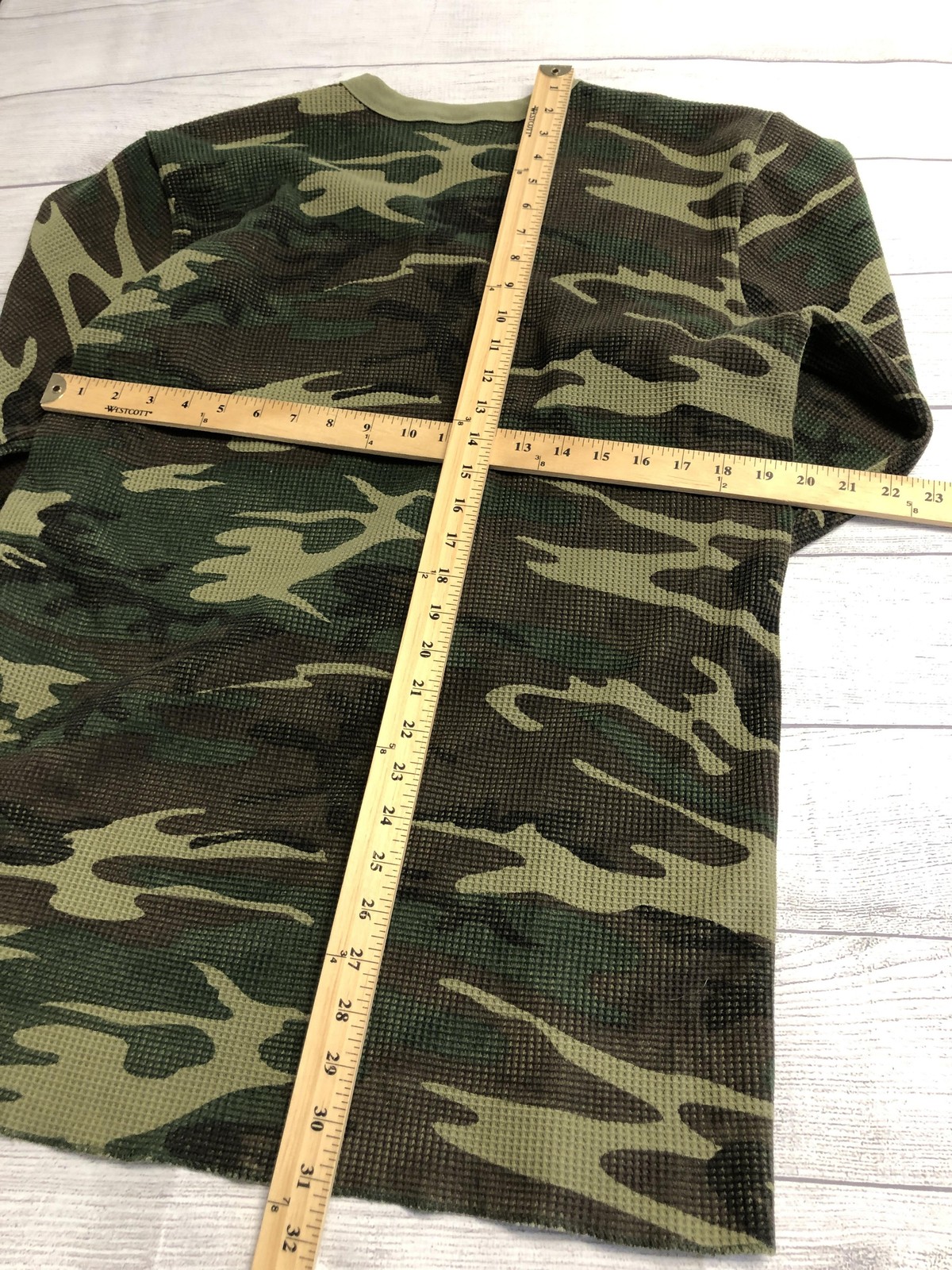 Cascade Bay Traders Shirt Mens 2XL Green Camo Thermal Waffle Knit Long Sleeve gallery