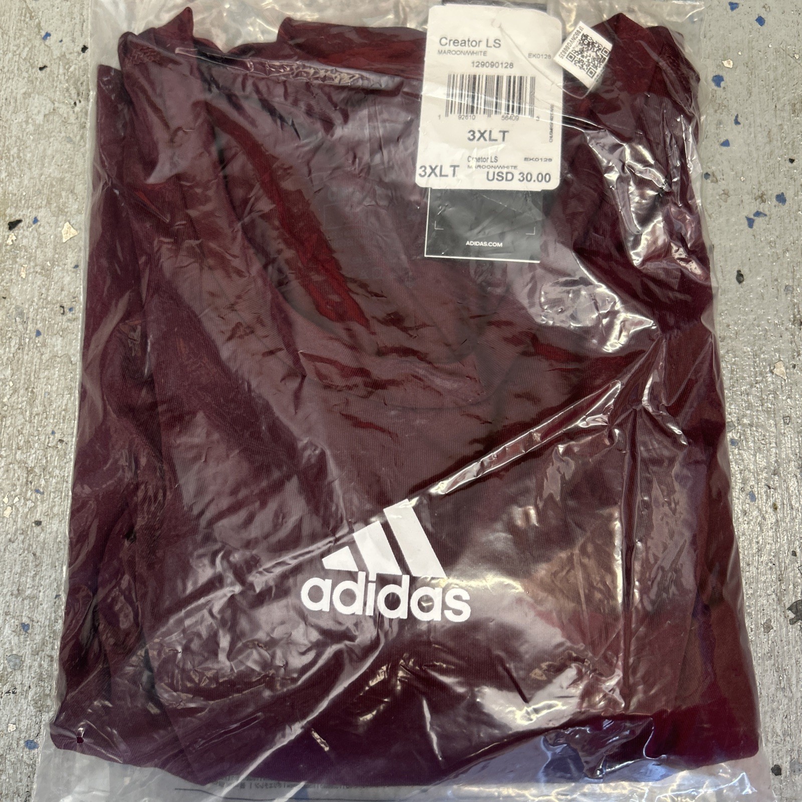 adidas Creator Long Sleeve Tee Maroon EK0128 Men’s Size 3XL-Tall New W Tags gallery