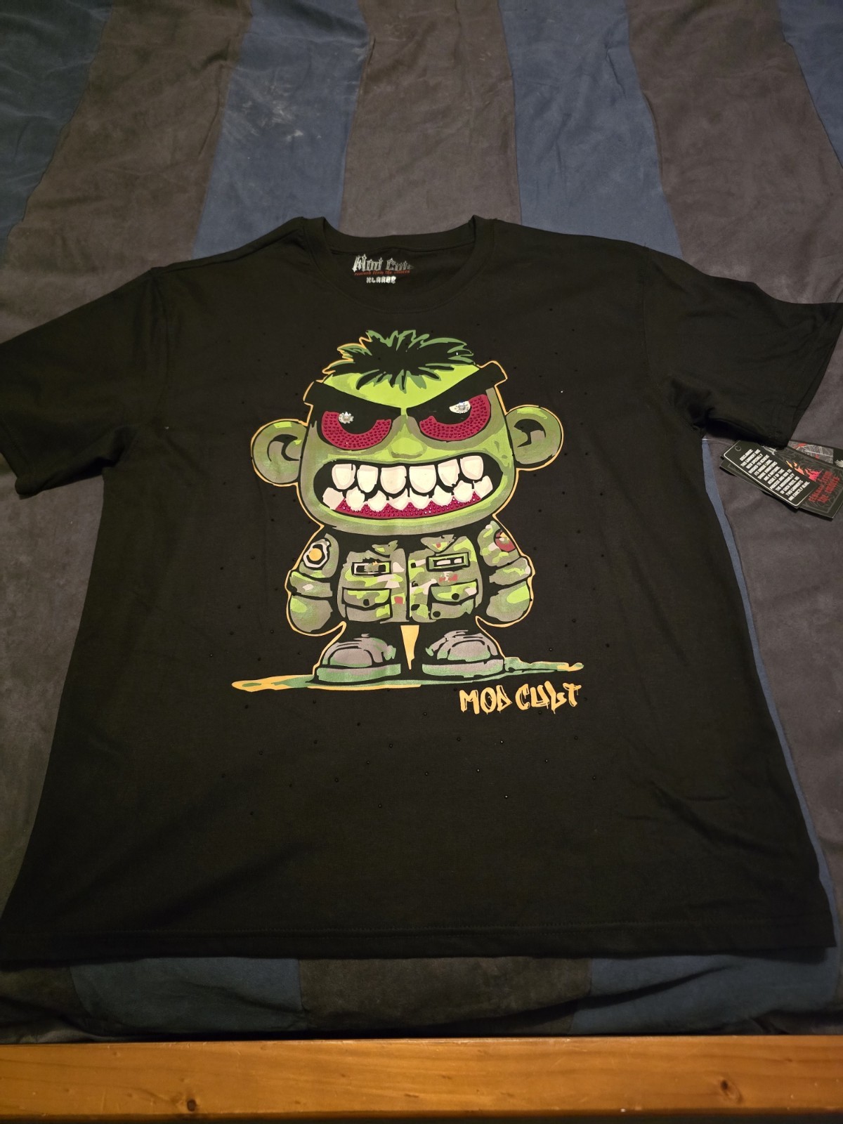 $58…Mod Cult Embellished size XL Drop Shoulder T-shirt Black.