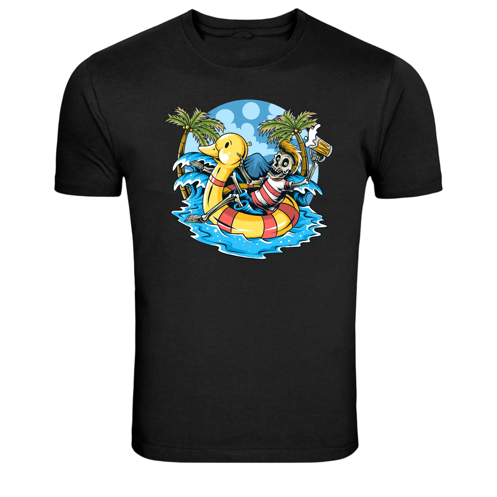 Skeleton Cocktail Surf Drink Graphic T Shirt Beach Party Tee gallery