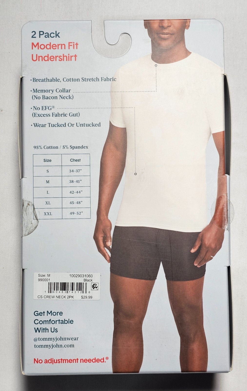 Tommy John Cotton Stretch Modern Fit Undershirt - Medium - Black - 2-Pack gallery