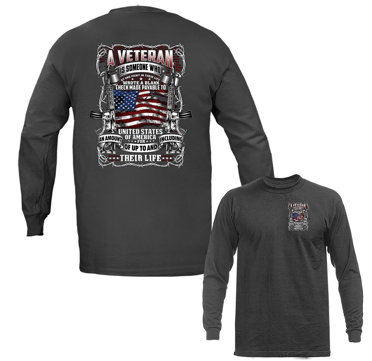 Military Veteran Patriotic US Flag Long Sleeve gallery
