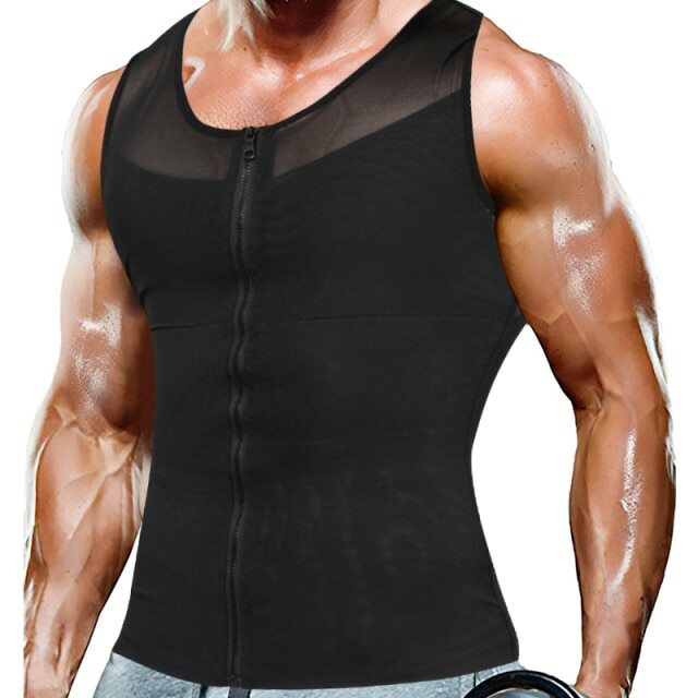 Men Compression Slimming Body Shaper Vest Sleeveless Zipper Undershirt Tank Top gallery