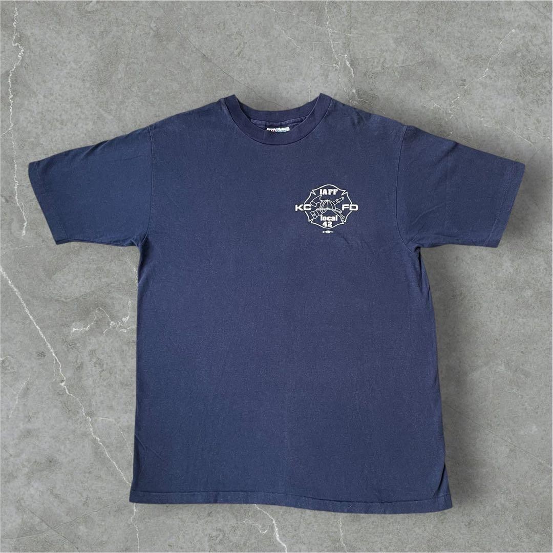 Vintage 80s Hanes Beefy-T IAFF Firefighters Navy Made USA gallery