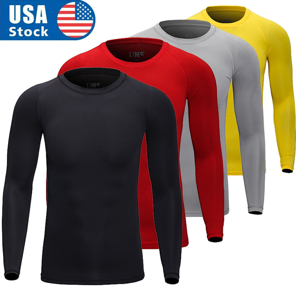 Men's Athletic Long Sleeve Compression Shirts Dry Fit Sports Gym Shirts Workout gallery