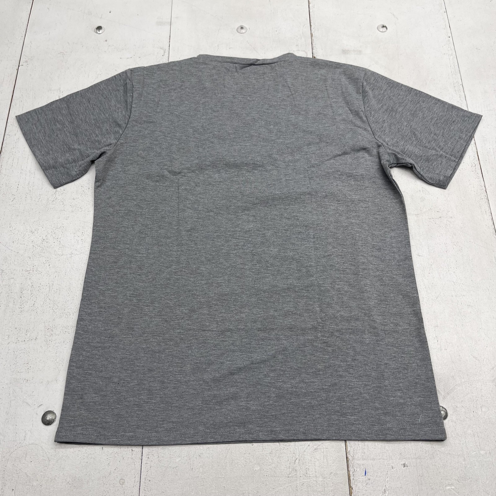 Solid Stretch Shirt Mens Large Gray V-Neck Tee Soft Jersey Basic Tagless Casual gallery