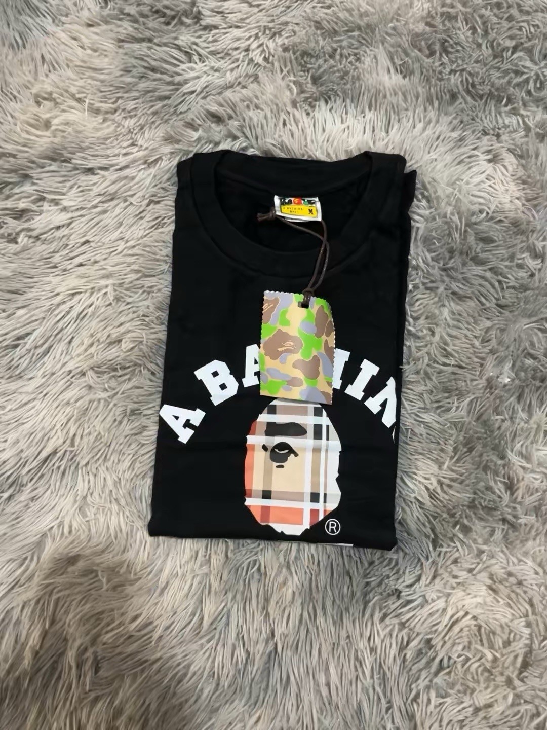 A Bathing Ape BAPE Black Ape Head Logo Graphic Tee Cotton Crew Neck Men's M gallery