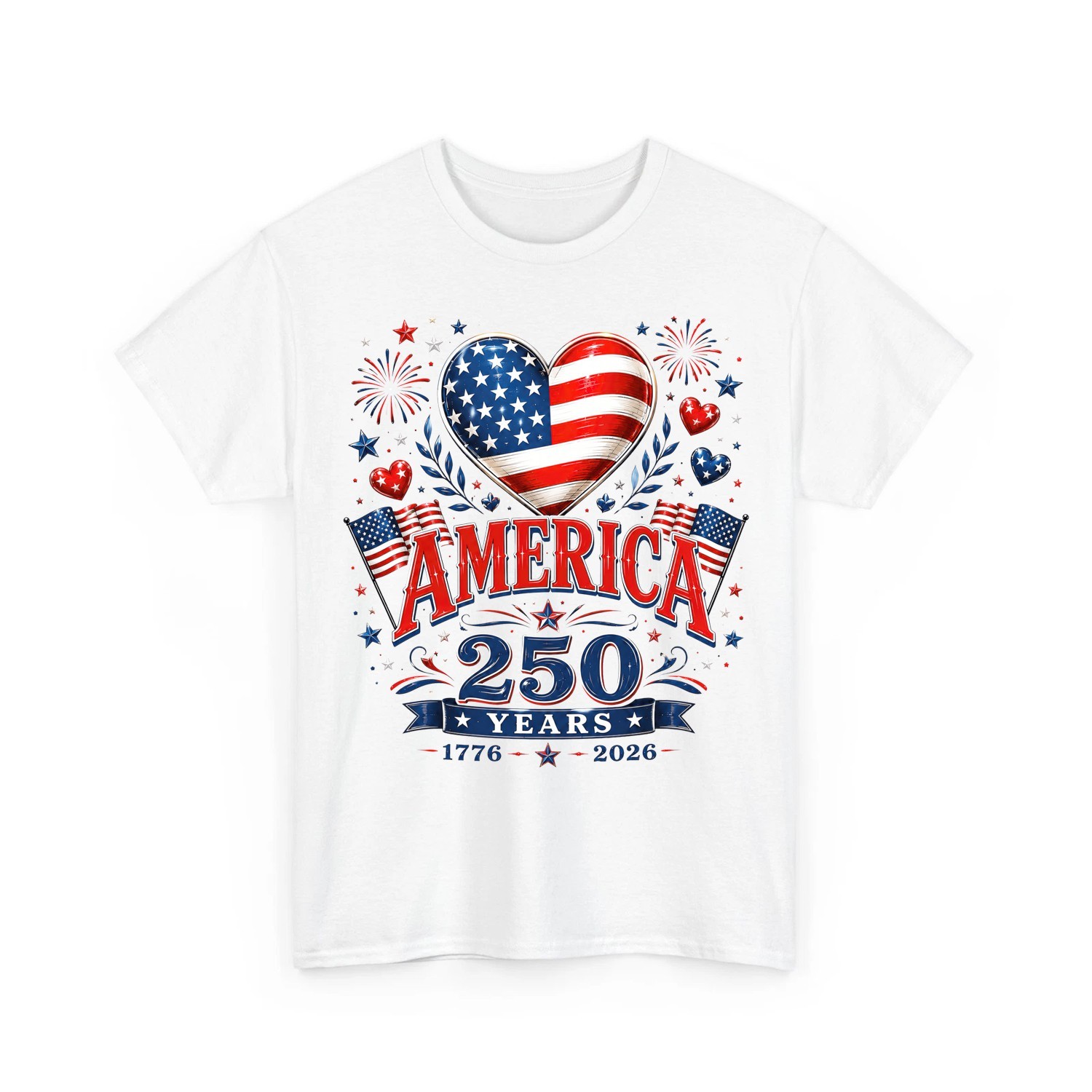 250th Anniversary America Flag Heart 250 Years 1776-2026 4th Of July T-Shirt gallery