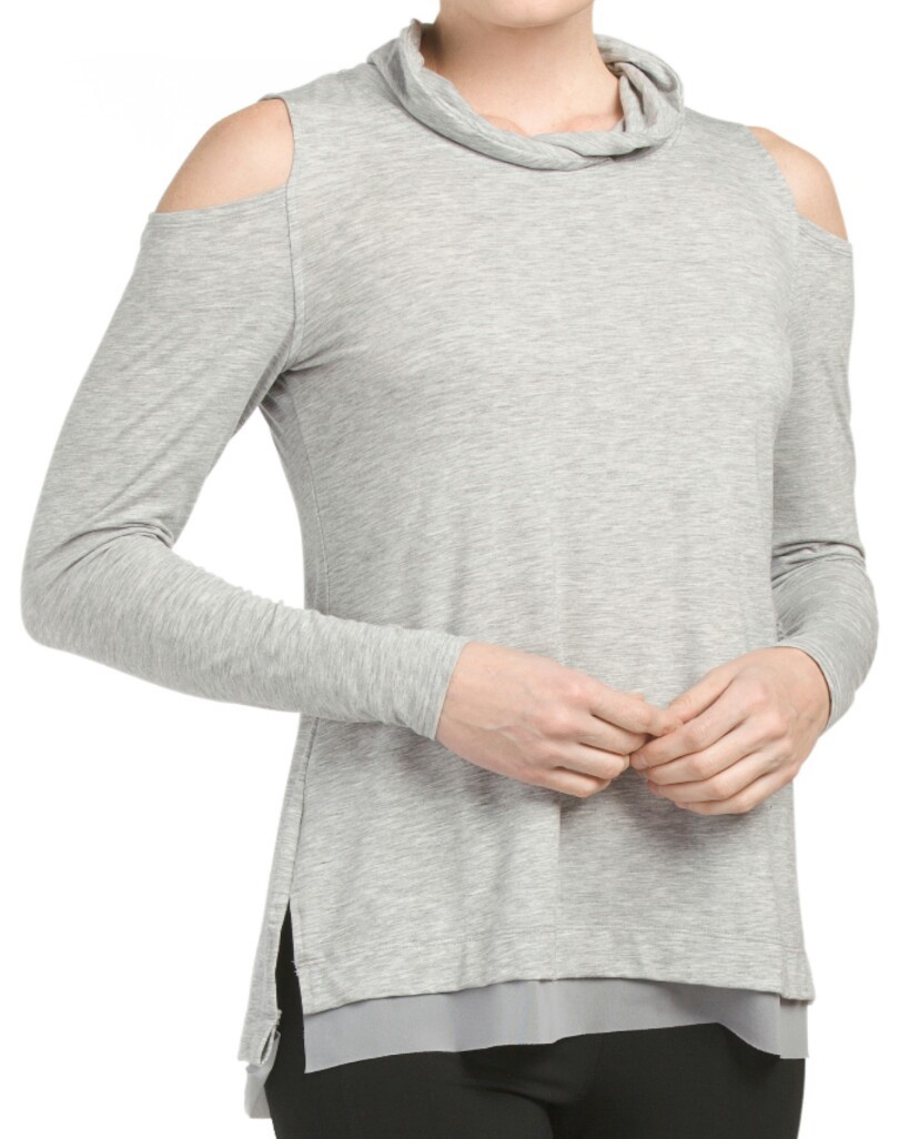 NWT $68.00 Nanette Lepore Women’s Cold-Shoulder Pullover Top Heather Grey Small