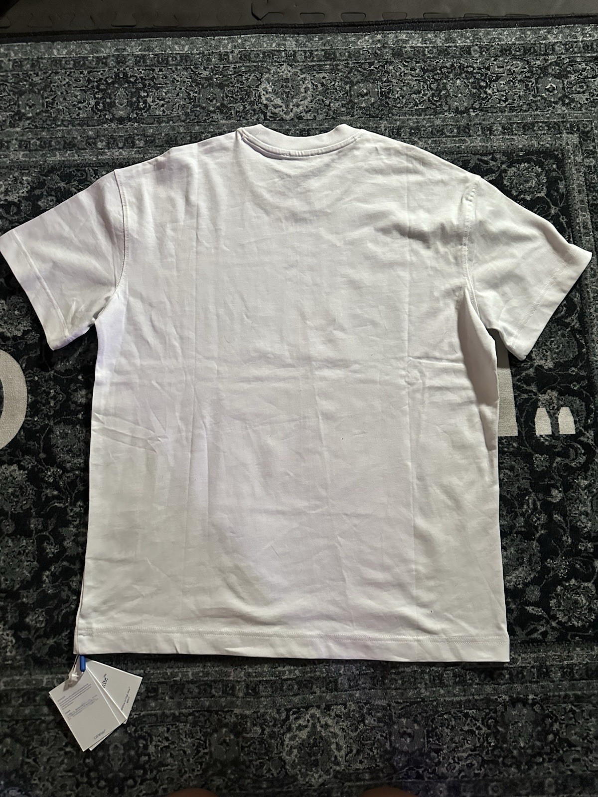 Off-White Men's White Angel Logo Graphic Print Crew Neck Short Sleeve T-Shirt, L gallery